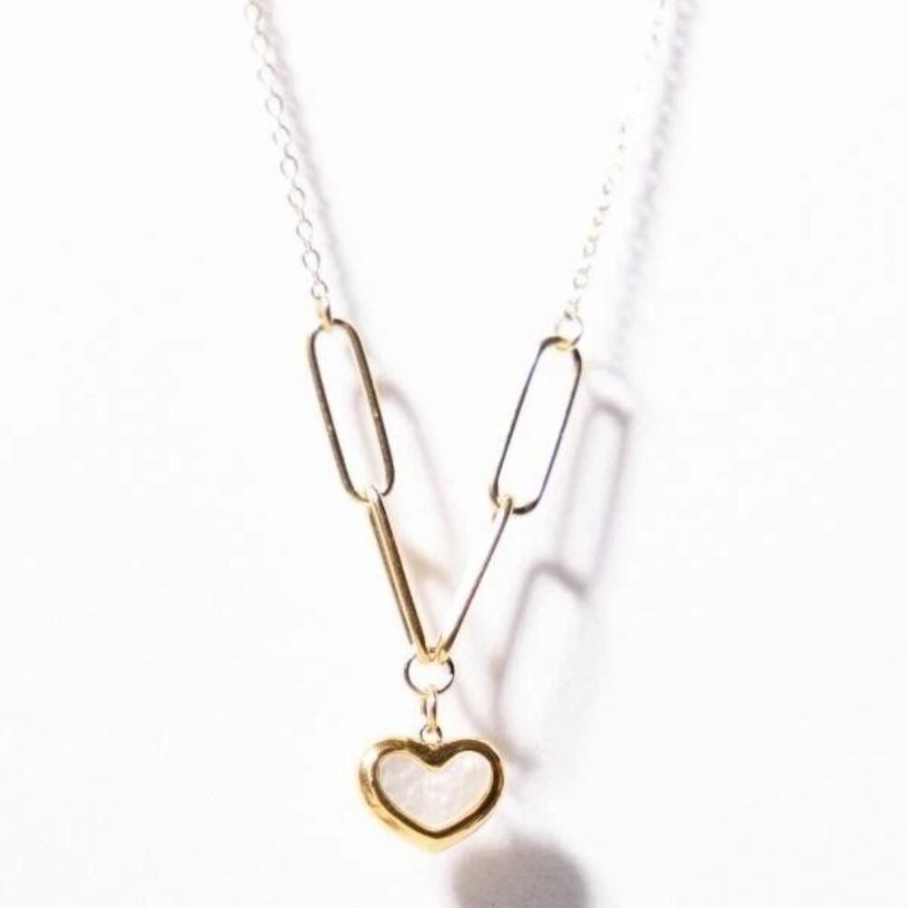 IRAMAT Elegant Heart Pendant Necklace - Gold Chain for Women | Stylish & Versati